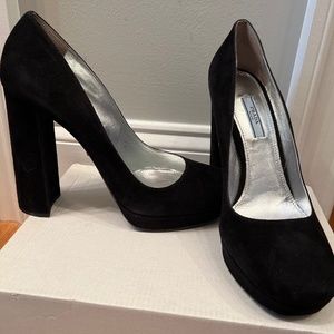 Prada Black suede platform shoes